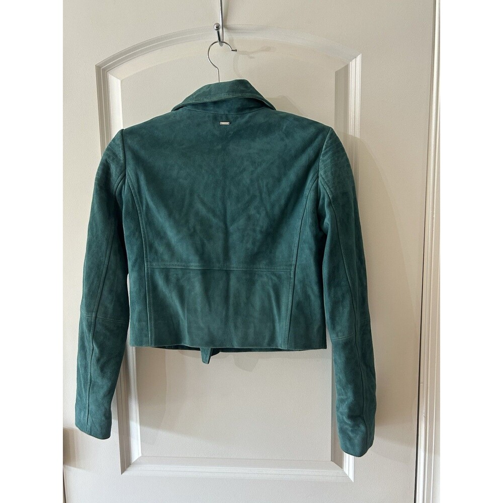 IKKS Women’s Size Small Green Suede Moto Jacket EUC - Picture 7 of 9